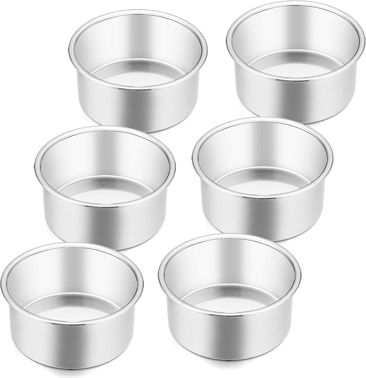 E-far 4 Inch Small Cake Pan, Stainless Steel Mini Round Smash Cake Baking Pans, Non-Toxic & Healthy, Mirror Finish & Dishwasher Safe