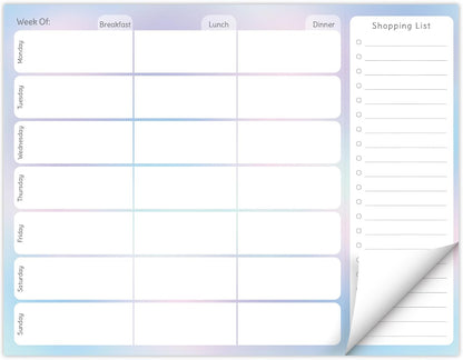 Global Printed Products 8.5" x 11" Horizontal Meal Planning Pad, 60-Sheets, Soft Pink Floral