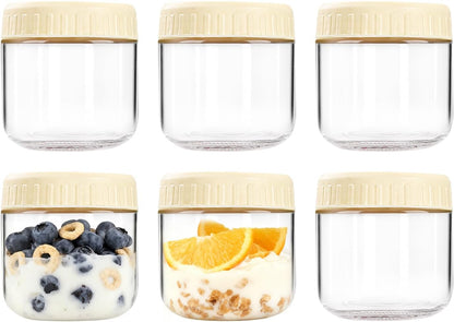 Overnight Oats Containers with Lids, 10oz Wide Mouth Mason Jars with Lids, 9 Pack Glass Jars with Airtight lid for Chia Pudding Yogurt Salad, Meal Prer Oatmeal Jars, Pink