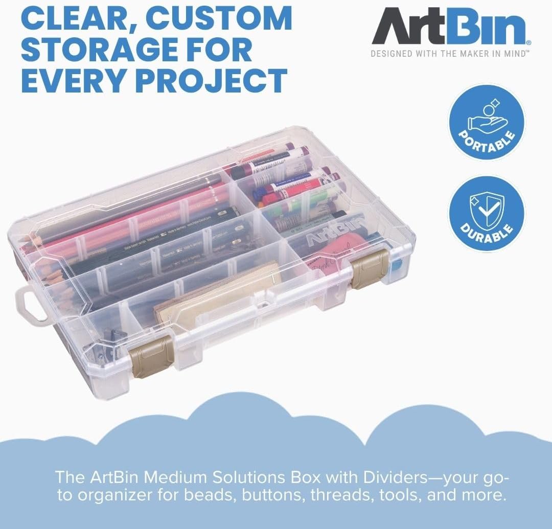 ArtBin Large Solutions Box Clear Art & Craft Organizer with Dividers - Plastic Storage Case for Convenient and Versatile Storage - Ideal for Various Craft Supplies