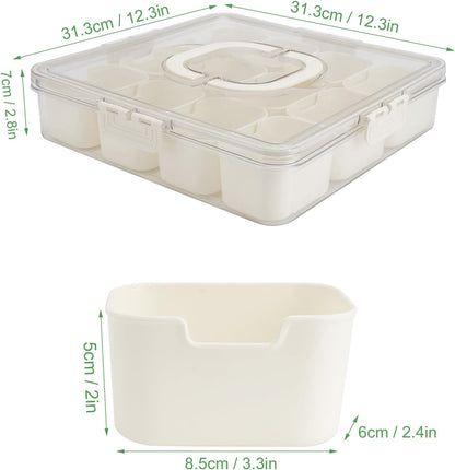 shopwithgreen 2Pcs Divided Serving Tray with Lid and Handle, Portable Snackle Box Snack Containers for Charcuterie, Party, Veggies, Snack, Fruit, Nuts, Candy, Chip, Entertaining, Picnic