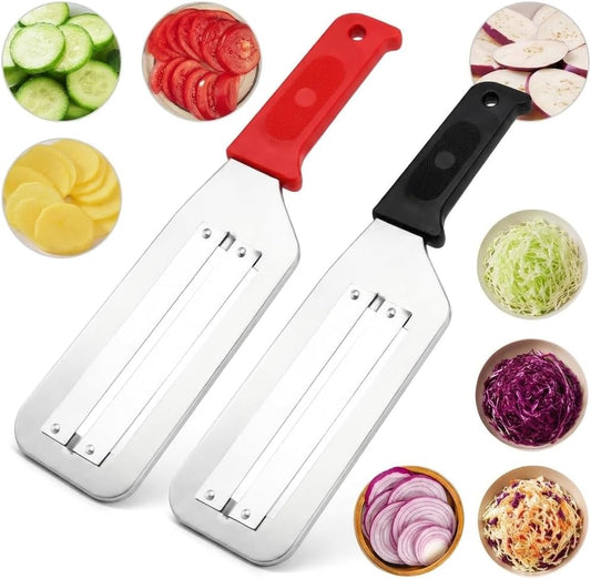 2 Pack Cabbage Shredder with Dual Blades, Shredder Knife for Vegetables, Cabbage Shredder for Coleslaw, Stainless Steel Vegetable Cutter for Slicing, Grating & Shredding