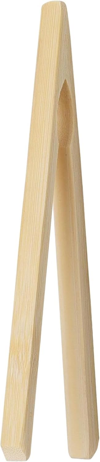 HIC Kitchen Toast Tongs, Natural Bamboo, 6.5-Inches