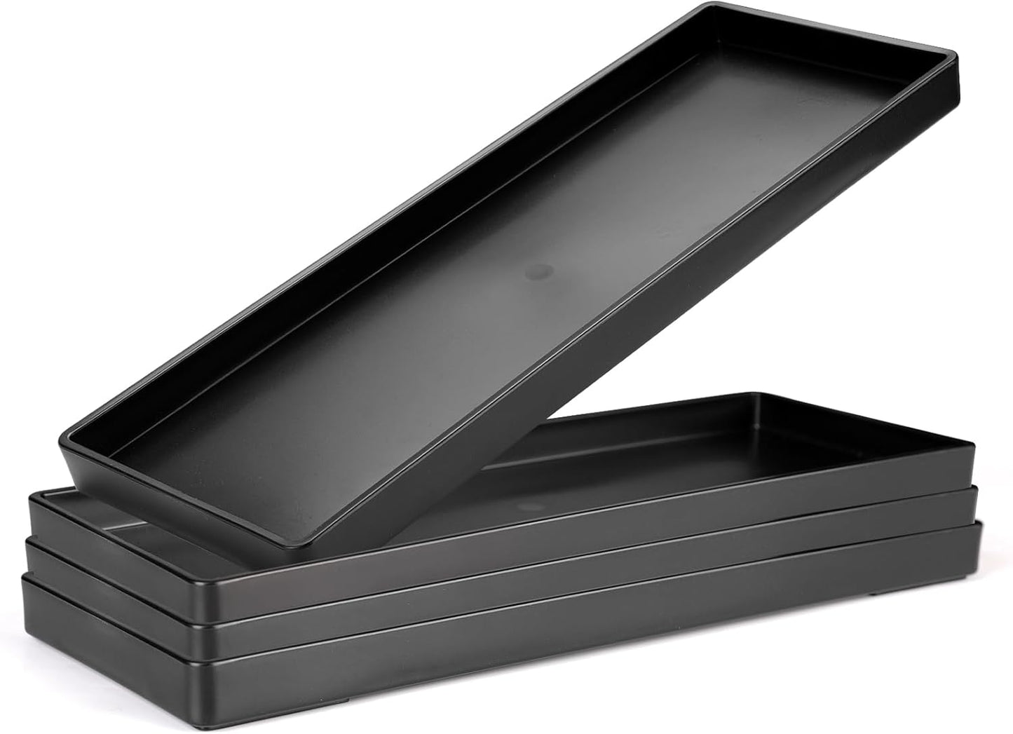 Plastic Serving Tray for Party Supplies Serving Platter for Food Reusable Platters for Catering Snack Fruit Charcuterie Appetizer Hosting Essentials (4pcs Black, 13 × 4.7 in)