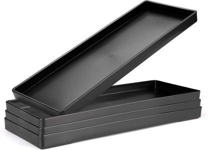 Plastic Serving Tray for Party Supplies Serving Platter for Food Reusable Platters for Catering Snack Fruit Charcuterie Appetizer Hosting Essentials (4pcs Black, 13 × 4.7 in)