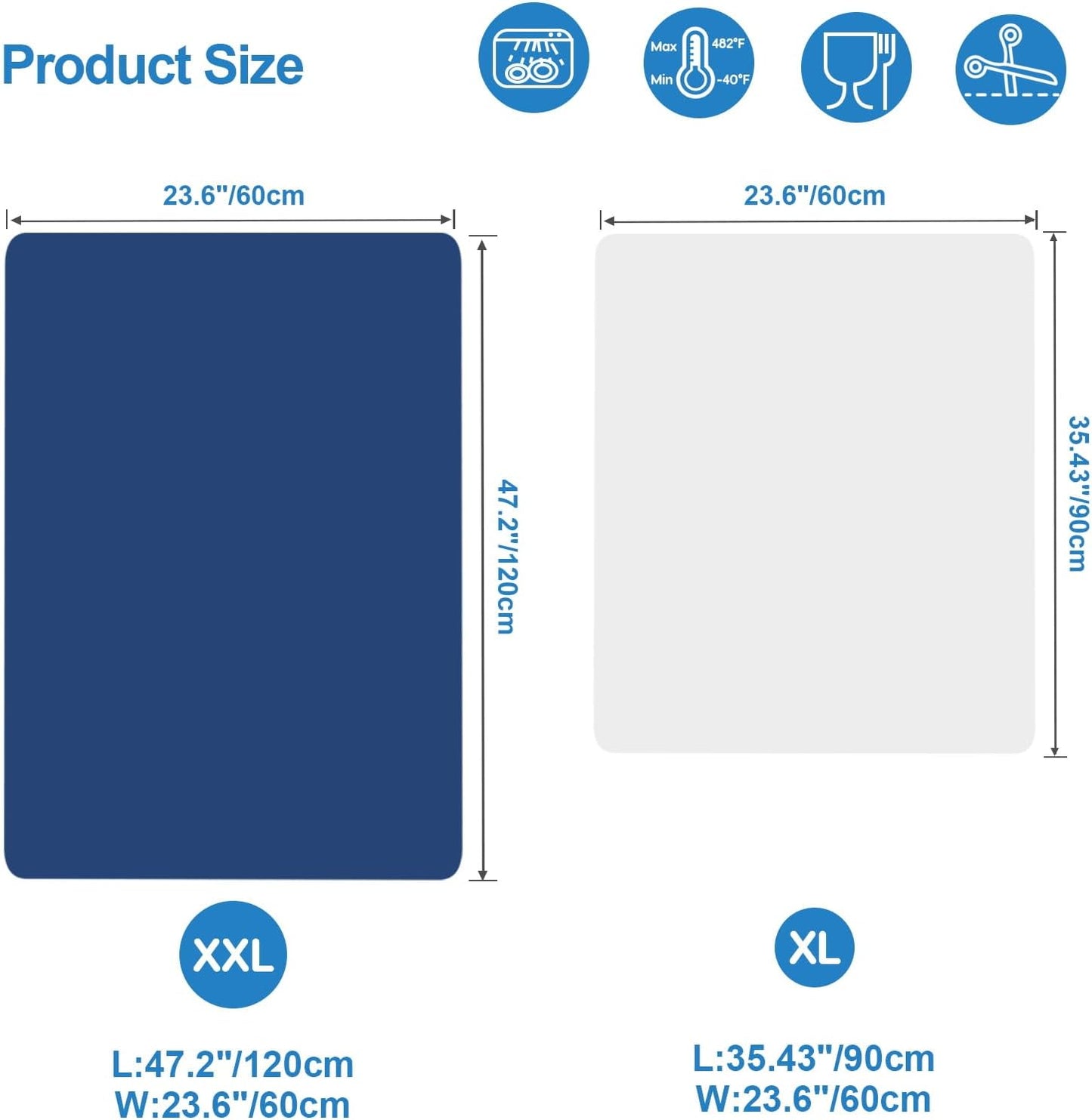 AECHY Extra Large Silicone Mat 78.74”x19.69”x0.08”, Multipurpose Silicone Mat Thick Heat Resistant Mat Shipped Rolled Up Kitchen Counter Mat Nonslip Silicone Mats for Kitchen Counter Translucent