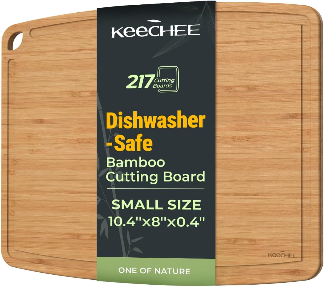 Keechee Dishwasher Safe Bamboo Cutting Boards Durable Lightweight Wood Cutting Board for Busy Kitchen, Easy Clean Wooden Chopping Boards with Juice Groove Set of 3 (L+M+S)