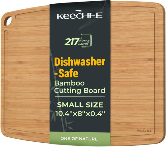 Keechee Dishwasher Safe Bamboo Cutting Boards Durable Lightweight Wood Cutting Board for Busy Kitchen, Easy Clean Wooden Chopping Boards with Juice Groove Set of 3 (L+M+S)