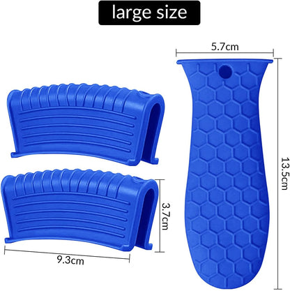 3 Piece Silicone Cast Iron Handle Cover with Pot Handle Covers Set，Cast Iron Handles Sleeve (Black-Small)