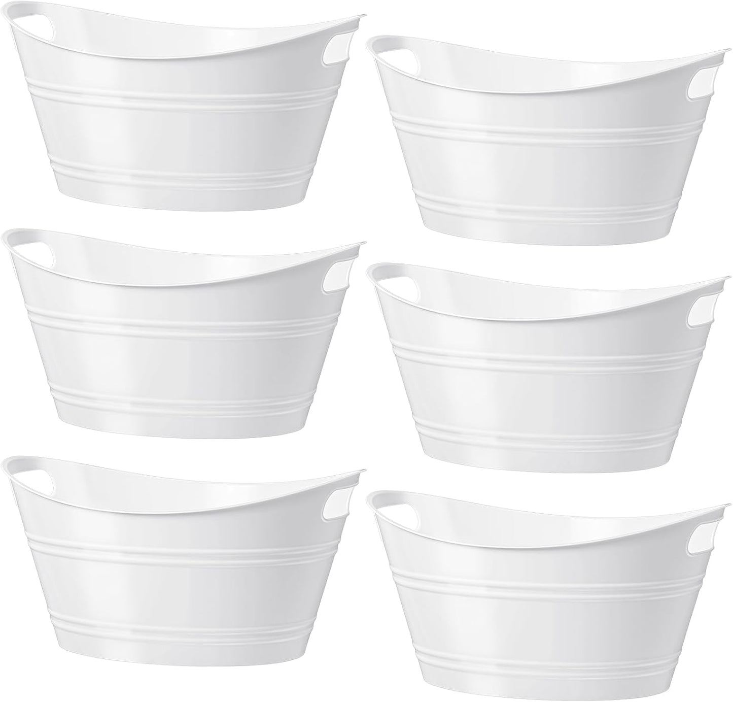 Patelai 6 Pcs Ice Buckets Bulk, Plastic Ice Buckets with Handles, Oval Storage Tub, Large Capacity Drink Tub for Party Bar Wine Beer Champagne Beverage Bottle Cooler(4.5 Liter,Clear)