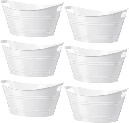 Patelai 6 Pcs Ice Buckets Bulk, Plastic Ice Buckets with Handles, Oval Storage Tub, Large Capacity Drink Tub for Party Bar Wine Beer Champagne Beverage Bottle Cooler(4.5 Liter,Clear)