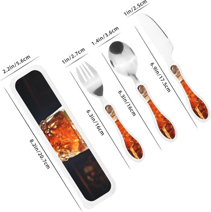 3-Piece Kids Silverware Set With Storage Case, Stainless Steel Reusable Children Safe Knife Spoon Fork Set Classic Cocktail Children Flatware Set For Kids Lunch Box