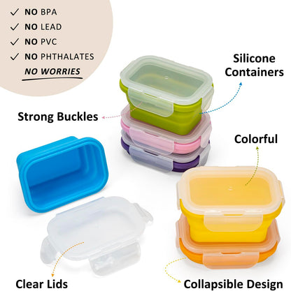 Collapsible Food Storage Containers with Lids, 4 Pack, 40 oz Silicone 1-Compartment Meal Prep Containers Reusable, Lunch Bento Boxes for Adults, Microwave Freezer Dishwasher Safe, BPA-Free, Black
