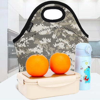FlowFly Neoprene kids Lunch box Insulated Soft Bag Mini Cooler Thermal Meal Tote Kit for Boys, Girls,Men,Women,School,Work, Office,Black