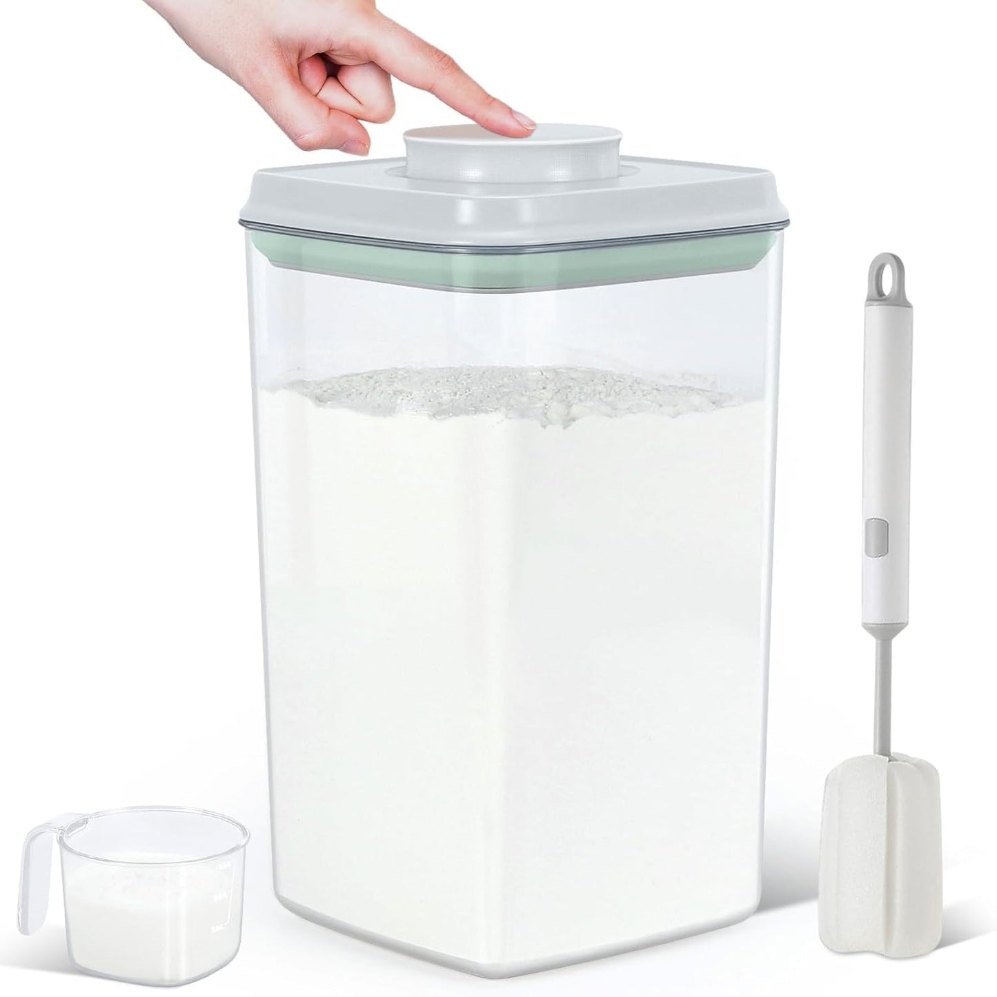 TBMAXS Versatile Storage Container Bin with Pop-up Lid & Scoop, Rice Flour Container Dog Cat Food Storage Container, Laundry Room Organization Household Essentials Kitchen Pantry Organizers