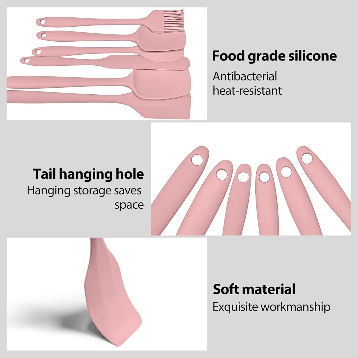 6 Pieces Silicone Spatula Set, Rubber Spatulas Silicone Heat Resistant Spatula Set for Kitchen Use, Food Grade Rubber Spatula with Ergonomic Grip, Cooking, BPA Free Dishwasher Safe(black)