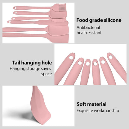 6 Pieces Silicone Spatula Set, Rubber Spatulas Silicone Heat Resistant Spatula Set for Kitchen Use, Food Grade Rubber Spatula with Ergonomic Grip, Cooking, BPA Free Dishwasher Safe(black)