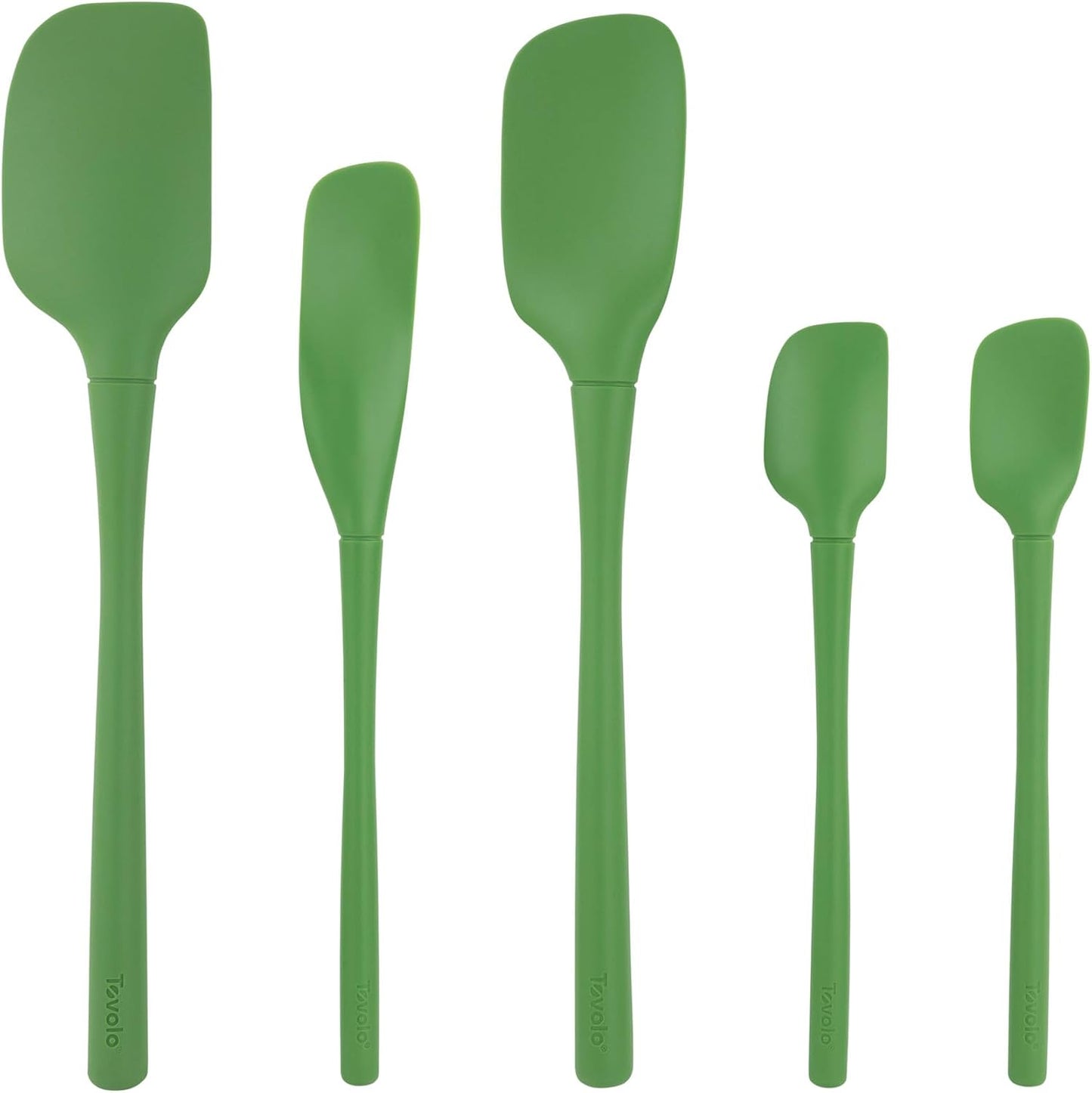 Tovolo Flex Core 5 Piece Silicone Spatula Set Heat Resistant All Silicone Utensils Include Non Stick Spatula Spoonula Jar Scraper, Dishwasher Safe BPA Free Spatulas for Baking Mixing, White