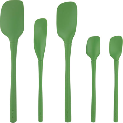 Tovolo Flex Core 5 Piece Silicone Spatula Set Heat Resistant All Silicone Utensils Include Non Stick Spatula Spoonula Jar Scraper, Dishwasher Safe BPA Free Spatulas for Baking Mixing, White