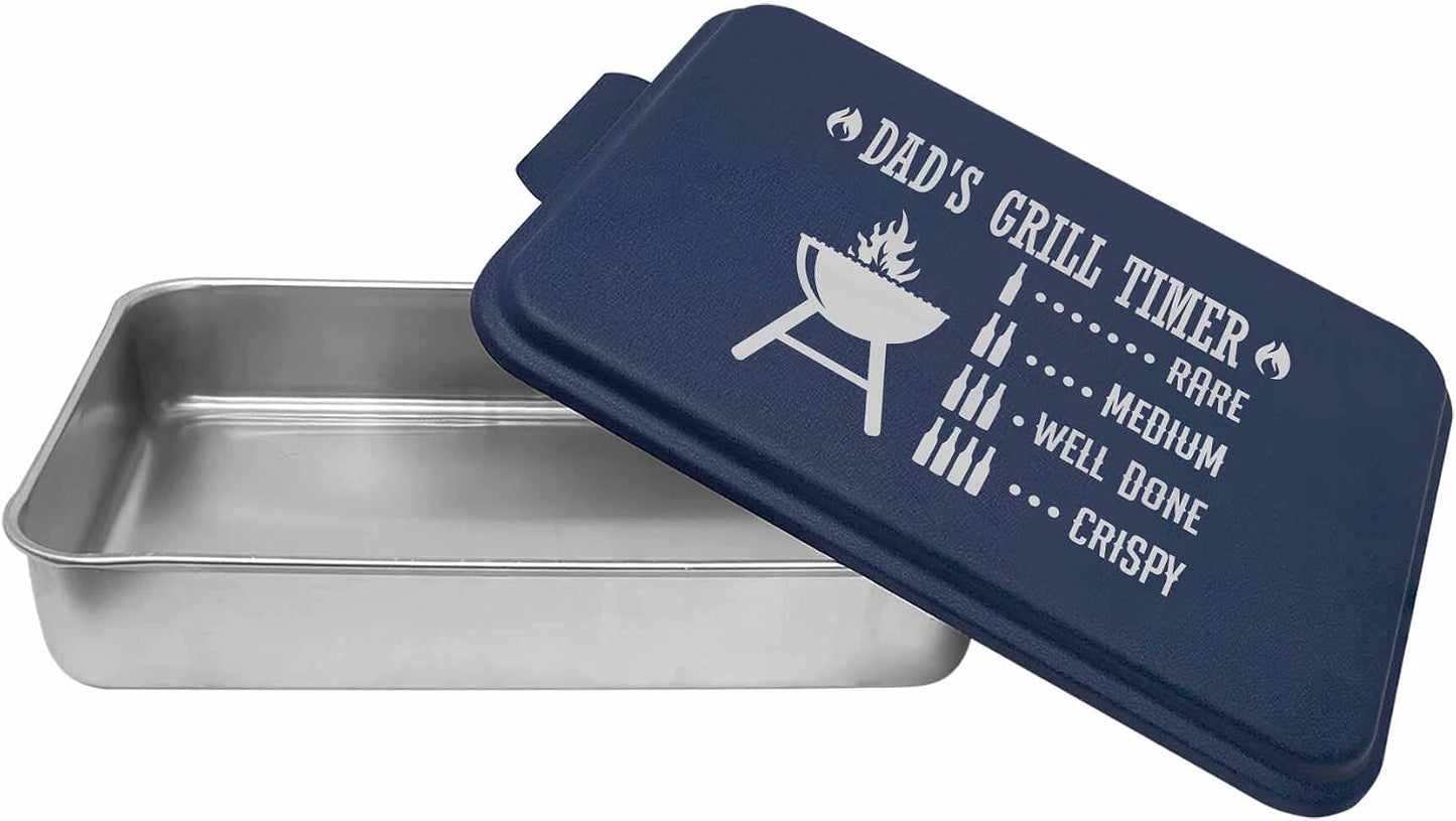 Personalized BBQ Prep Tub/Pan with Lid | Grilling Gift For Men | Mess Free Way Of Prepping Meat and Makes A Great Food Storage Container | Father's Day Gift