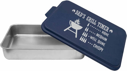 Personalized BBQ Prep Tub/Pan with Lid | Grilling Gift For Men | Mess Free Way Of Prepping Meat and Makes A Great Food Storage Container | Father's Day Gift