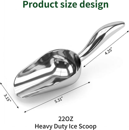 304 Stainless Steel Ice Scoop, Large 6-inch Metal Flour Scoop 50 Ounce