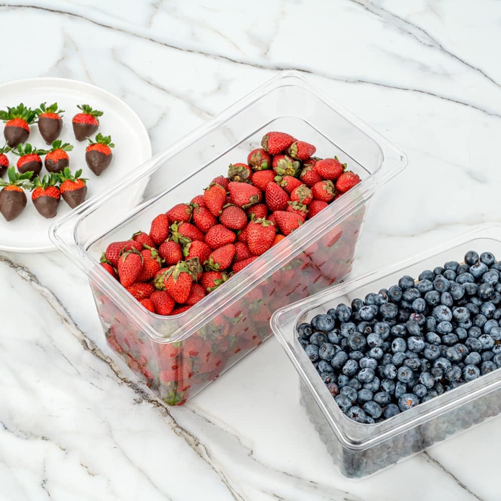 Restaurantware-2.5 Inch Deep Food Pans, 1 1/6 Size Commercial Food Storage Container - Freezable, Break-Resistant, Clear Plastic Cold Pans, Dishwashable, For Kitchens, Restaurants, Or Cafeterias