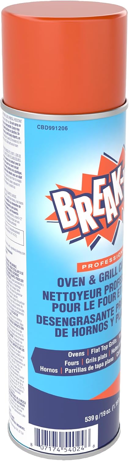 Diversey Break-Up Professional Oven & Grill Cleaner, Heavy Duty Grease Remover for Grill Grates, Ovens, Flat Tops & Vent Hoods, 19 oz Aerosol Spray