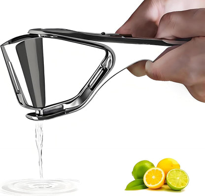 Lemon Squeezer Stainless Steel - Max Extraction Manual Juicer - Easy Squeeze Fold-Flat Lime Citrus Handheld Juice Extractor