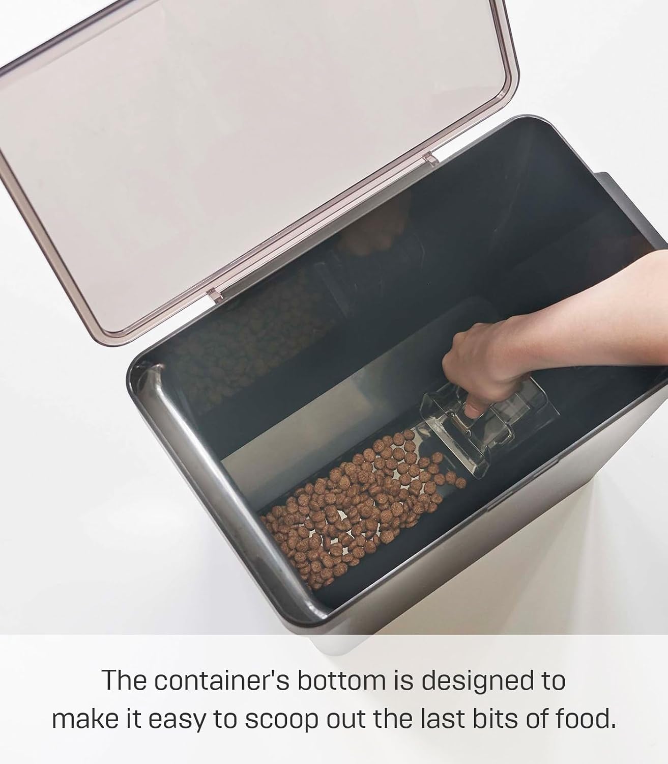 YAMAZAKI Home Tower Airtight Pet Food Storage Container - Cat And Dog Food Holder Bin With Transparent Lid And Handle - Extra Large - Polypropylene - 6.6 Gallons, 25 Liters
