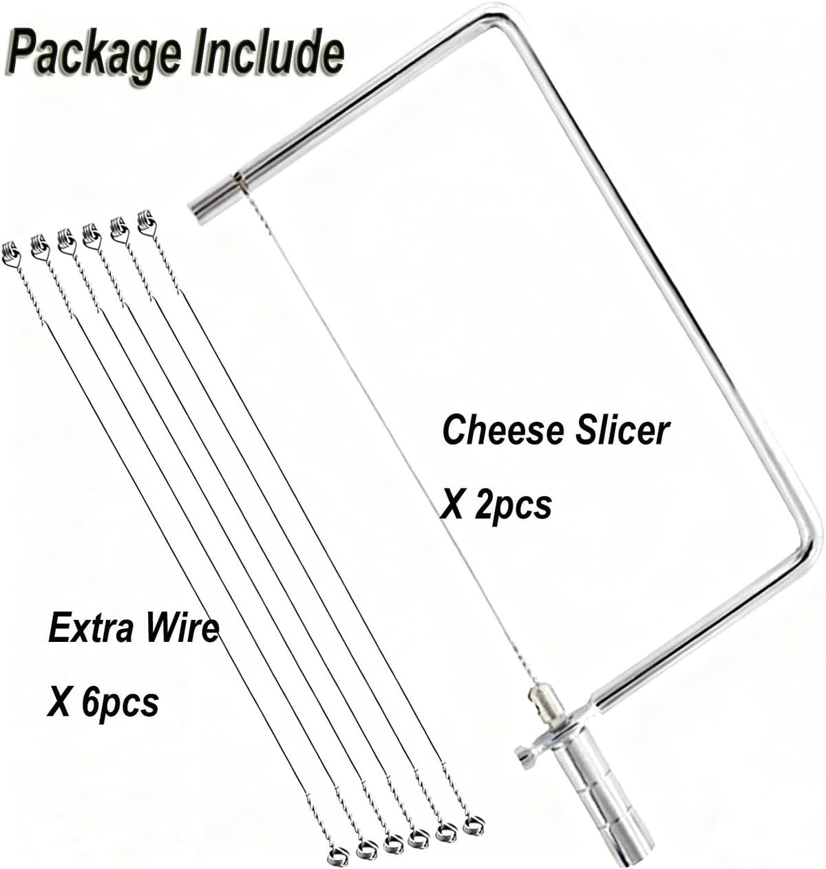 Cheese Slicer Accessories Kitchen Marble Board Cheese Cutter Stainless Steel Components Ideal Making Giftable Cheese Cutting Boards with The Cheese Slicer Kit (4CheesS slicer 12Extra Wires,6inch)