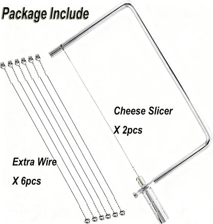 Cheese Slicer Accessories Kitchen Marble Board Cheese Cutter Stainless Steel Components Ideal Making Giftable Cheese Cutting Boards with The Cheese Slicer Kit (4CheesS slicer 12Extra Wires,6inch)