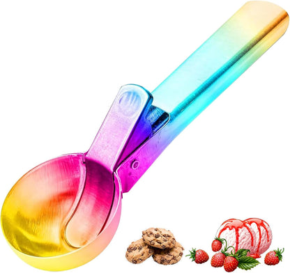 Ice Cream Scoop, Stainless Steel with Trigger & Comfortable Handle, Dishwasher Safe, DIY Ice Cream, Cookie Dough, Muffin, Baking, Sorbet, Gelato, Fruit (2P silver)