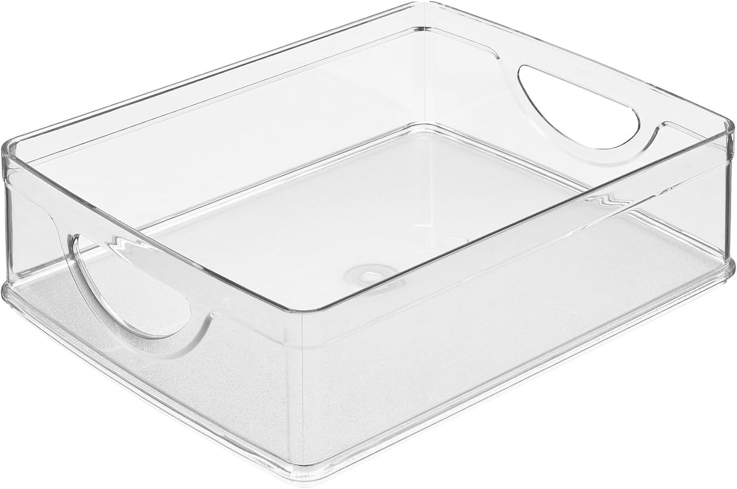 iDesign Plastic Stackable Pantry Bin - Storage Bin with Handles for Cabinets or Fridge - Set of 2 - Clear