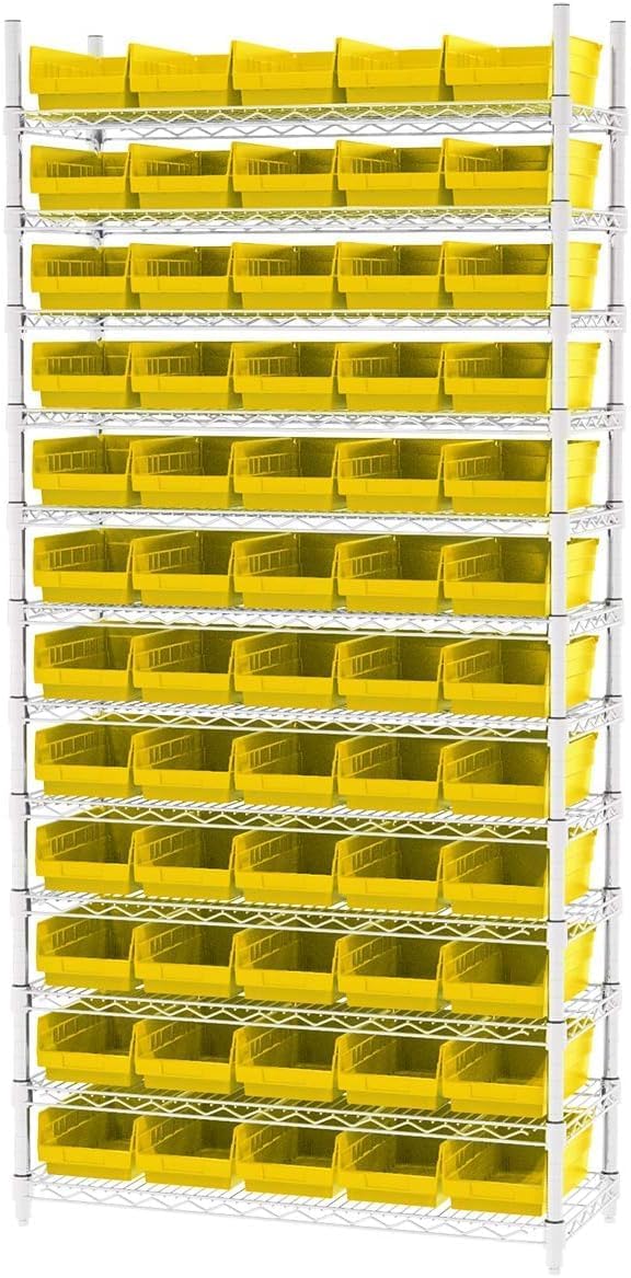 Akro-Mils 30130 Plastic Shelf Bins, Heavy Duty Storage Bins for Garage, Closet, and Drawer Organization, 12" x 6-1/2" x 4", Blue, 12-Pack | Closet, and Drawer Organization, 12" x 6-1/2" x 4", Blue, 12-Pack