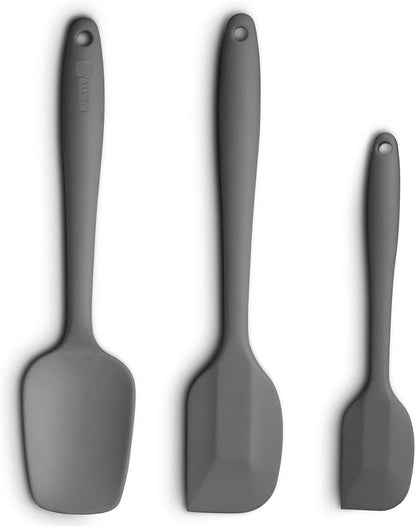 Silicone Spatula 3-piece Set, Ergonomic Handle High Heat-Resistant Spatulas, Non-stick Rubber Spatulas with Stainless Steel Core, Black