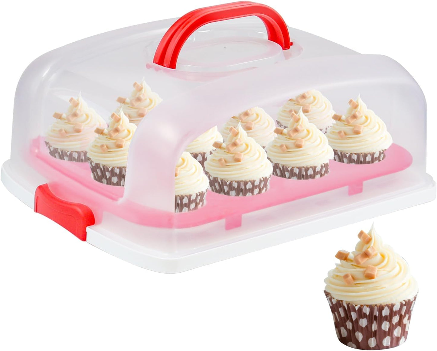 2in1 Cupcake Carrier and Cake Keeper with Lid, Rectangle Pie Carrier,Large Portable Storage Container for Storing 12 Cupcakes or 1 Large Cake (Blue)