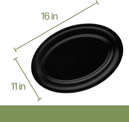 PLASTICPRO Plastic Oval Serving Trays - Serving Platters Oval 11 X 16 Disposable Party Dish Crystal Clear Pack of 4