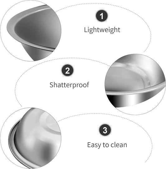 10Pcs Small Stainless Steel Bowls, 6 1/2" Wide Kitchen Metal Bowl with Flat Base, 3/4" Quart Prep Bowls for Meal Prep Cooking Serving Baking