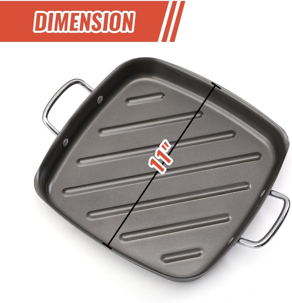 Grill Pan - 11'x15'' BBQ Grill Topper With Handles