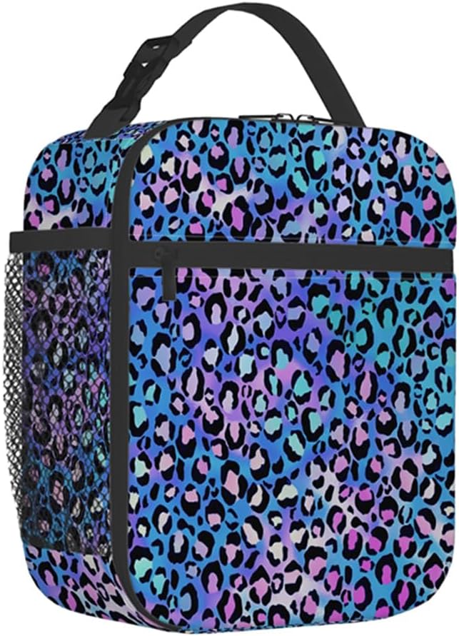 Rainbow Leopard Lunch Box Thermal Cooler Bento Tote Bags Portable Insulated Lunch Bag for Girls Teens, Kids Lunch Bags for School Beach Picnic Travel