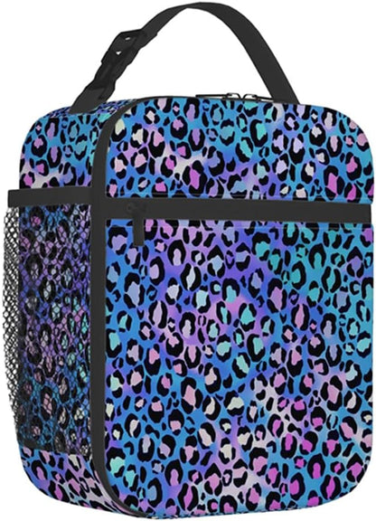 Rainbow Leopard Lunch Box Thermal Cooler Bento Tote Bags Portable Insulated Lunch Bag for Girls Teens, Kids Lunch Bags for School Beach Picnic Travel