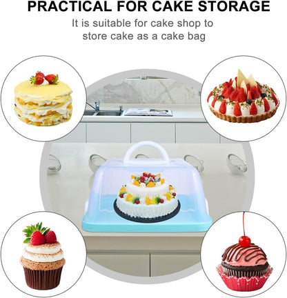 Square Cake Carrier Cover Portable Cake Carrier Cake Storage Box Handle Blue 8 Inch