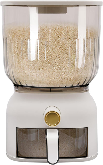 LYNICESHOP 22 Lbs Rice Dispenser, Large Sealed Grain Storage Container With Rice Cup Food Dispenser Kitchen Organizer For,Beans, Grains, Cereal Dry, Small Pantry (Square)
