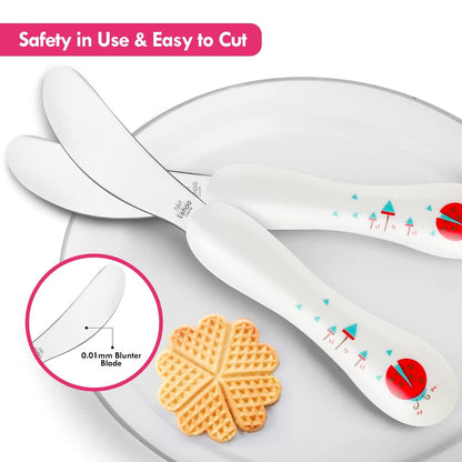 Lehoo Castle 6 Pieces Toddler Utensils, Kids Silverware for 2 3 4 Years Old, Stainless Steel Fork and Spoon Set with Plastic Handle, Safe Toddler Cutlery (Dinosaur)