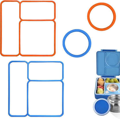 4 pack Lid Seal Gasket For OmieBox,Fit Seal Replacement for Kids Bento Box,Made from Food-Safe Silicone Rubber,Essential Lunch Bento Box Accessories for Kids,Ensures Leak-Proof Freshness(Blue&Purple)