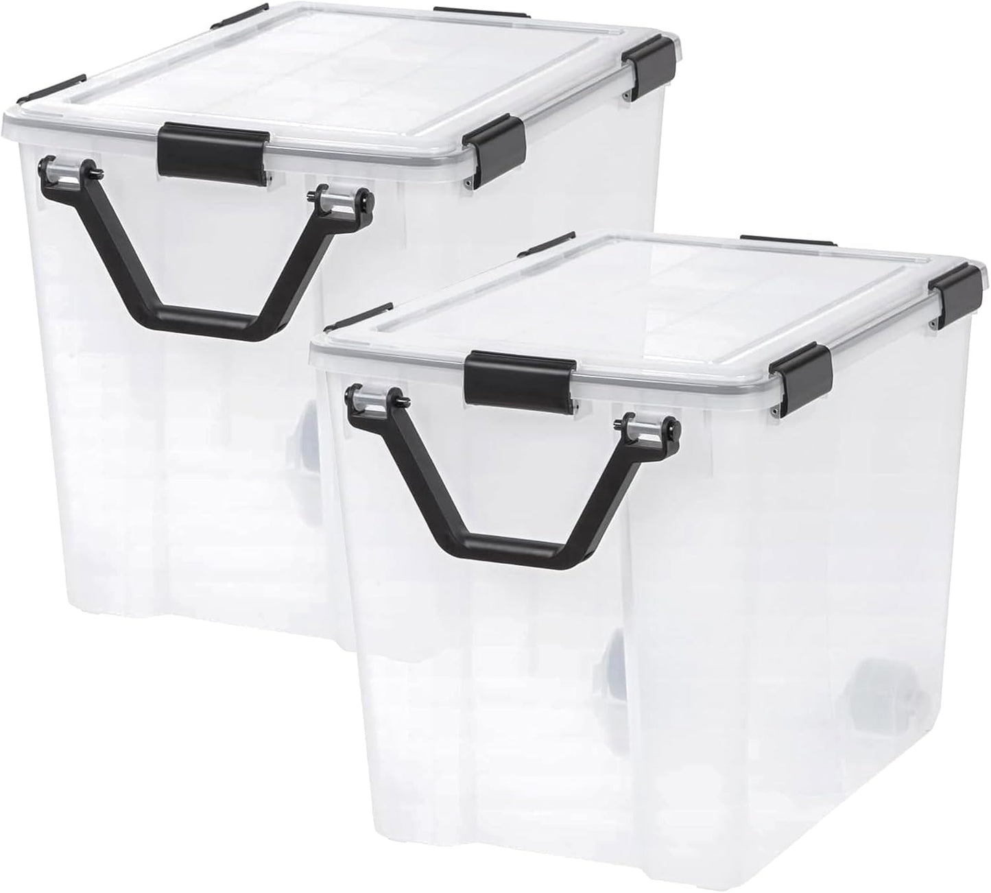 IRIS USA Storage Bins with Lids, WeatherPro Wheeled 106 Qt, Plastic, 3 Pack | Weather-tight gasket, wheels, and secure latches protect camping gear, tools, holiday décor, clothing, and documents.