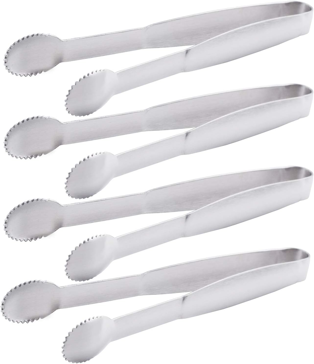 HINMAY Sugar Tongs 4-Inch Mini Serving Tongs Stainless Steel Appetizer Tongs, Set of 4