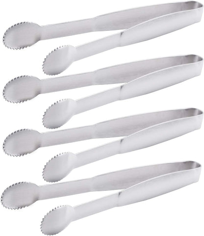HINMAY Sugar Tongs 4-Inch Mini Serving Tongs Stainless Steel Appetizer Tongs, Set of 4