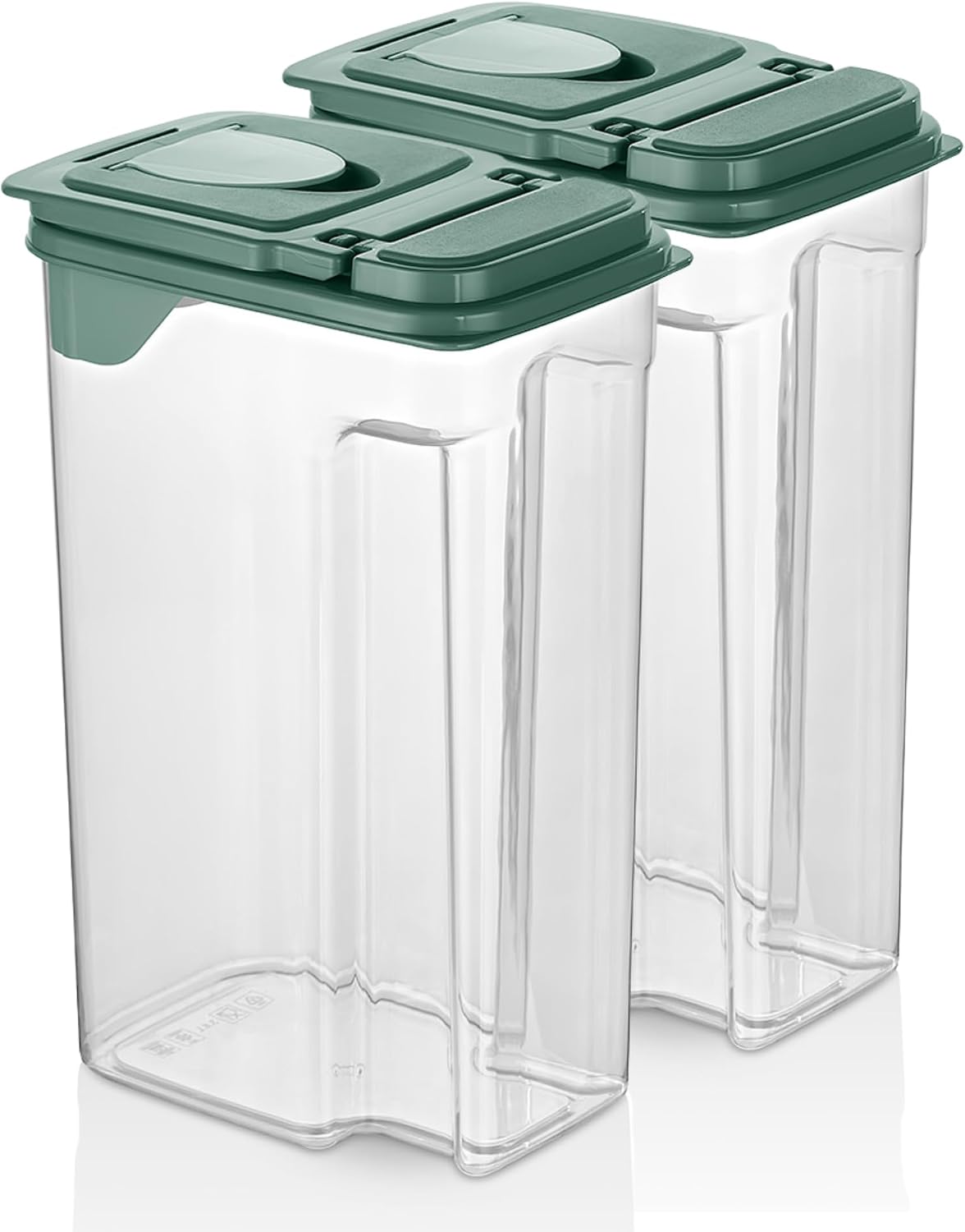 Tribello Food Storage Dispenser with Pour Spout Lid – Pantry Bin – Clear Slim Food Storage Container for Rice, Sugar, Cereal – BPA Free - Kitchen Organization (Small 1.9 Quarts - 2pack)